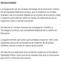 Sobre la dependencia institucional de Conicyt: Debate en "Cartas al Director" El Mercurio.
